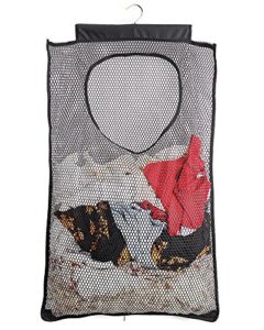 alyer breathable mesh laundry hamper,foldable hanging storage basket,portable space saving storage bag (black)