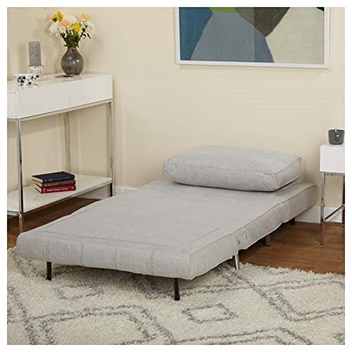 Target Marketing Systems Victor Convertible Futon Bed, Modern Upholstered Armless Folding Loveseat with Pillow, Sleeper Couch for Living Room, Bedroom, Apartment and Dorm, 42.5-72.4", Gray