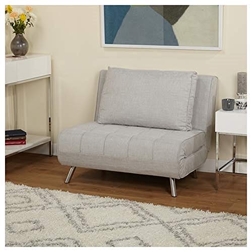 Target Marketing Systems Victor Convertible Futon Bed, Modern Upholstered Armless Folding Loveseat with Pillow, Sleeper Couch for Living Room, Bedroom, Apartment and Dorm, 42.5-72.4", Gray