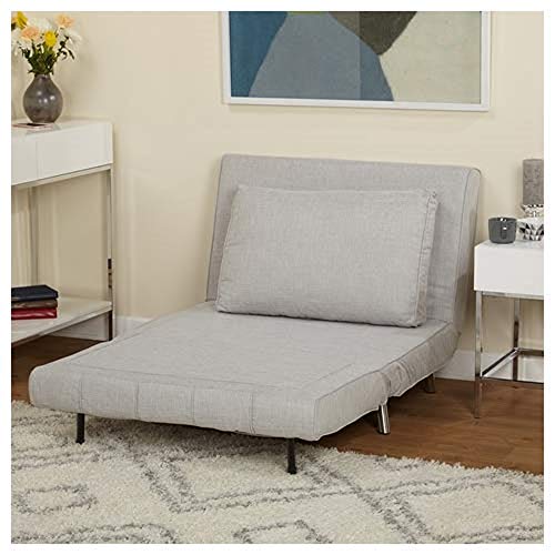 Target Marketing Systems Victor Convertible Futon Bed, Modern Upholstered Armless Folding Loveseat with Pillow, Sleeper Couch for Living Room, Bedroom, Apartment and Dorm, 42.5-72.4", Gray