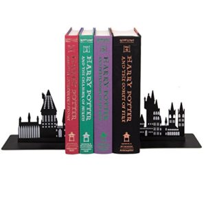 seven20 harry potter hogwarts bookends - metal hogwarts school castle cutout design - great decorative gift for any harry potter book fan