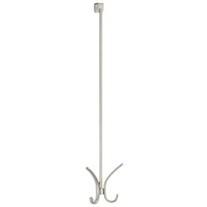 mDesign Modern Metal Long Easy Reach Over-the-Door 4 Prong Metal Storage Organizer Hook; Hang Jackets, Coats, Hoodies, Clothing, Hats, Scarves, Purses, Leashes, Robes, Towels, 24" Tall, 2 Pack - Satin