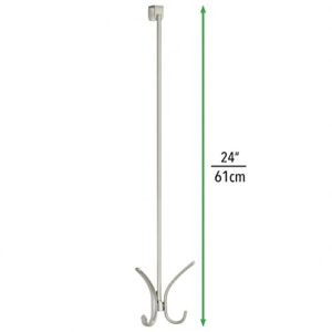 mDesign Modern Metal Long Easy Reach Over-the-Door 4 Prong Metal Storage Organizer Hook; Hang Jackets, Coats, Hoodies, Clothing, Hats, Scarves, Purses, Leashes, Robes, Towels, 24" Tall, 2 Pack - Satin