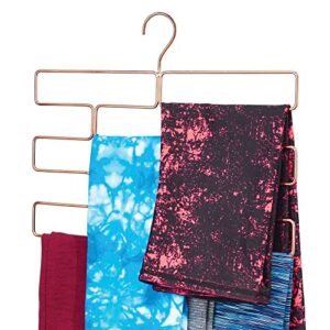 mdesign modern metal closet rod hanging accessory storage organizer rack for scarves, ties, yoga pants, leggings, tank tops - snag free, geometric design, 8 sections - rose gold