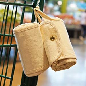 Foldable Cotton Grocery Bags, Eco Bags, Reusable Shopping Bags, 100% Biodegradable, Zero Waste Home, All-Natural Canvas Tote Bags, Large 15" x 18", Nylon Free, Polyester Free (Set of 2)