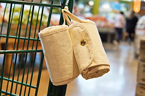 Foldable Cotton Grocery Bags, Eco Bags, Reusable Shopping Bags, 100% Biodegradable, Zero Waste Home, All-Natural Canvas Tote Bags, Large 15" x 18", Nylon Free, Polyester Free (Set of 2)