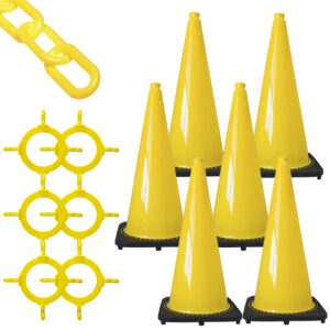 mr. chain traffic cone and chain kit, yellow, 28-inch height (93202-6)