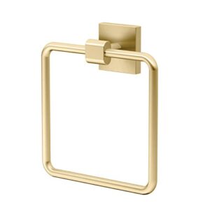 gatco 4062 elevate, towel ring, brushed brass/wall mounted 6.13" wide towel ring for bathroom