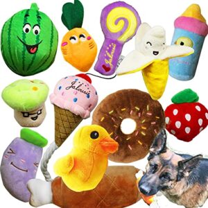 jalousie 12 pack plush animal dog toy dog squeaky toys cute pet plush toys stuffed puppy chew toys for small medium dog puppy pets - bulk dog toys (12 pack cute)