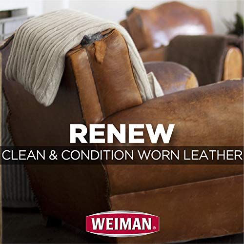 Weiman Leather Cleaner and Conditioner for Furniture - 12 Ounce - 2 Pack - Ultra Violet Protection Help Prevent Cracking or Fading of Leather Couches, Car Seats, Shoes, Purses