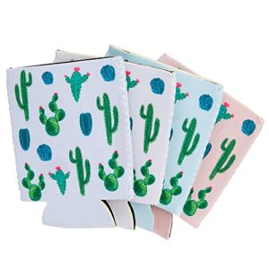 12 Pack Neoprene Soda Sleeves for Beer Cans, Soft Drinks, Beverages, Water Bottles, Cooler Sleeves for Cactus Party Supplies, Wedding Favors, Bachelorette Party