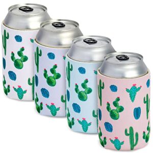 12 Pack Neoprene Soda Sleeves for Beer Cans, Soft Drinks, Beverages, Water Bottles, Cooler Sleeves for Cactus Party Supplies, Wedding Favors, Bachelorette Party