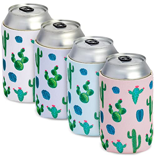 12 Pack Neoprene Soda Sleeves for Beer Cans, Soft Drinks, Beverages, Water Bottles, Cooler Sleeves for Cactus Party Supplies, Wedding Favors, Bachelorette Party