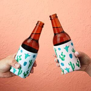 12 Pack Neoprene Soda Sleeves for Beer Cans, Soft Drinks, Beverages, Water Bottles, Cooler Sleeves for Cactus Party Supplies, Wedding Favors, Bachelorette Party