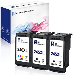 bj ink cartridge replacement for canon pg-245xl cl-246xl ink cartridge compatible with pixma mg2520 mg2522 mg2920 mg2922 mg2924 mg2420 mx490 mx492 ip2820 printer(2 black,1 tri-color)