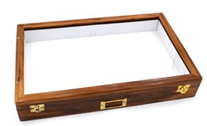 polished wood insect storage box with clear top - ideal for preserving and displaying insects - entomology collection case - eisco labs