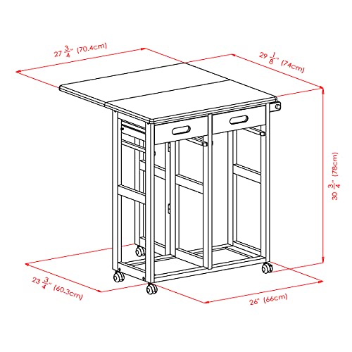 Winsome Suzanne 3-PC Set Space Saver Kitchen, Coffee Finish, 29.61x29.13x32.76