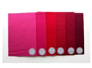 sue spargo 1/64 cuts of merino wool fabric, pack of six colors - reds