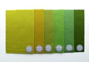 sue spargo 1/64 cuts of merino wool fabric, pack of six colors - greens