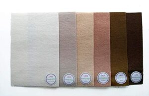 sue spargo 1/64 cuts of merino wool fabric, pack of six colors - browns
