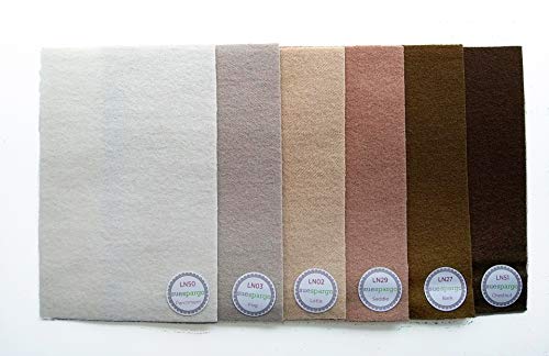 Sue Spargo 1/64 Cuts of Merino Wool Fabric, Pack of Six Colors - Browns