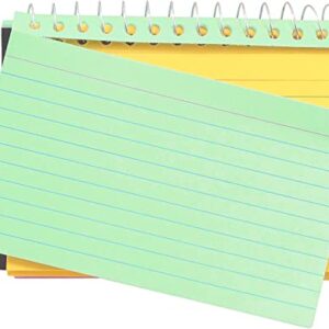 6-Pack Spiral Bound Colored Index Card Books, 3x5-Inch, Ruled, Perforated, Bright Colors: Canary-Cherry-Green-Blue, 50-Count per Book from Northland Wholesale. (6 Packs)