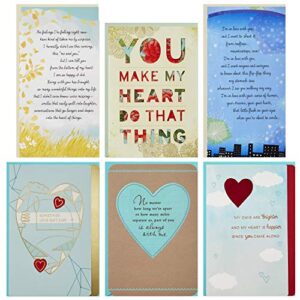 hallmark love card assortment, new relationship/miss you/time apart/just because (6 cards with envelopes)