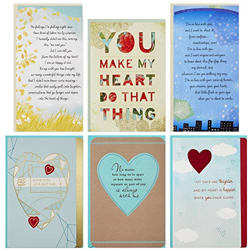 Hallmark Love Card Assortment, New Relationship/Miss You/Time Apart/Just Because (6 Cards with Envelopes)