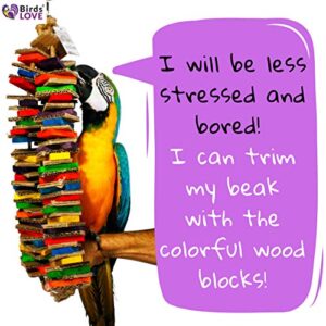 Birds LOVE Chew-Tastic Triple Tower of Shredded Fun Colorful Safe Lots of Wood to Chew Large Bird Cage Toy for African Greys, Amazons, Eclectus, Cockatoos, Macaws and Similar Sized Birds