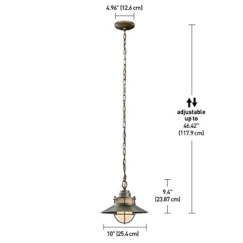 Liam 1-Light Outdoor Pendant, Bronze, Brushed Finish, White Frosted Glass Shade,44244