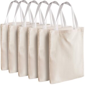 bedwina canvas tote bags - bulk 15 pack 15"x16" - fabric blank tote bags, natural cotton for diy crafts, gift bag and wedding, birthday, promotion giveaways, or reusable grocery bag