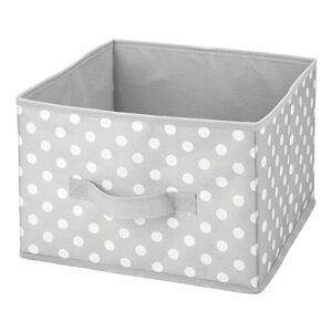 mDesign Soft Fabric Closet Storage Organizer Holder Box Bin - Attached Handle, Open Top, for Child/Kids Bedroom, Nursery, Toy Room - Fun Polka Dot Print - Medium, 4 Pack - Gray/White Dots