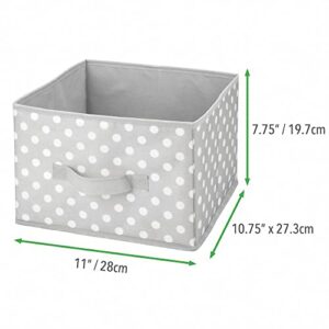 mDesign Soft Fabric Closet Storage Organizer Holder Box Bin - Attached Handle, Open Top, for Child/Kids Bedroom, Nursery, Toy Room - Fun Polka Dot Print - Medium, 4 Pack - Gray/White Dots