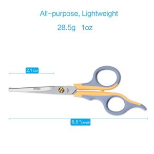 LIVINGO Professional Pet Grooming Scissors for Cats & Dogs, Titanium Coated Safe Rounded Tip and Micro Serrated Trimming Shears for Animal Face, Nose, Ear and Paw Hair, 2 Pack 6.5 inch