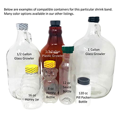 66 x 25 mm RED Print Perforated Shrink Band for Growler Bottles, Pharmaceutical Bottles, Gallon Jugs, Honey Bottles, and More. Fits 1 1/4" to 1 1/2" Diameter - Pack of 250