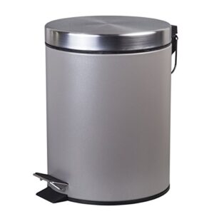 creative home 5 liter/ 1.3 gallon round step trash can wastebasket garbage container bin, silver
