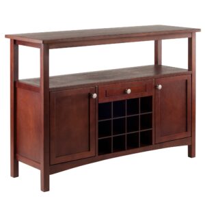 winsome colby buffet cabinet, walnut, 45.51x15.75x32.05