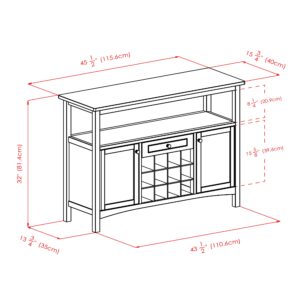 Winsome Colby Buffet Cabinet, Walnut, 45.51x15.75x32.05