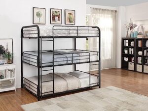 acme furniture cairo triple bunk bed, twin, sandy black