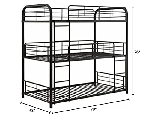 ACME Furniture Cairo Triple Bunk Bed, Twin, Sandy Black