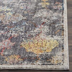 SAFAVIEH Bristol Collection 7' Square Grey/Multi BTL445H Boho Chic Distressed Area Rug