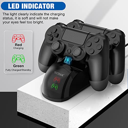 PS4 Controller Charger Dock Station, 1.8 Hrs Fast Charging PS4 Charging Station, PS4 Charging Station with LED Indicator Charging Chip, Dual USB PS4 Charger Dock for PS4/PS4 Slim/PS4 Pro Charger