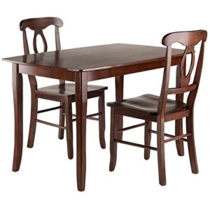 winsome wood inglewood 3-pc set table w/ 2 key hole back chairs dining, walnut