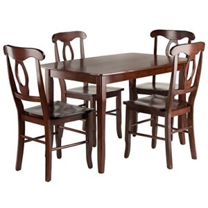winsome inglewood 5-pc set table w/ 4 key hole back chairs dining, walnut