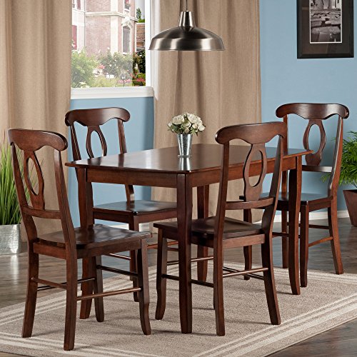 Winsome Inglewood 5-PC Set Table w/ 4 Key Hole Back Chairs Dining, Walnut