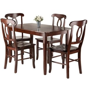 Winsome Inglewood 5-PC Set Table w/ 4 Key Hole Back Chairs Dining, Walnut