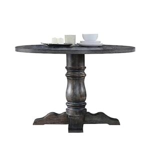 acme leventis dining table w/pedestal - - weathered gray