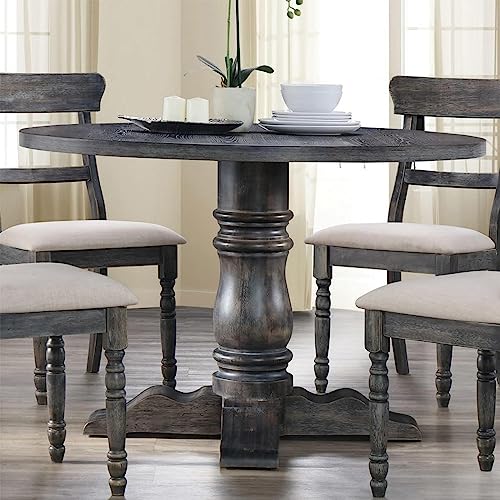 ACME Leventis Dining Table w/Pedestal - - Weathered Gray
