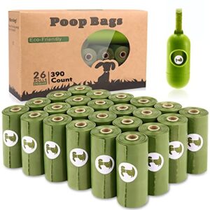 dog poop bag biodegradable scented: leak proof dog waste bags with 1 dispenser, eco-friendly poop bags 26 rolls refills -390 counts