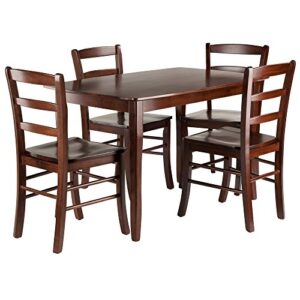 winsome inglewood 5-pc set table w/ 4 ladderback chairs dining, walnut